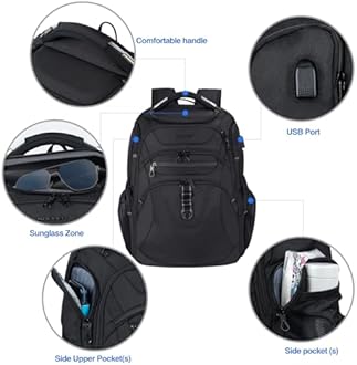 KROSER Travel Laptop Backpack TSA Computer Backpack Water-Repellent College Daypack Business Backpack with RFID Pockets & USB Port