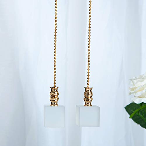 Image of Ceiling Fan Pull Chain, Fan Pulls Set with Connector, 2 Pack Crystal Matte Cube Fan Pull Extension for Light Fan Chain
