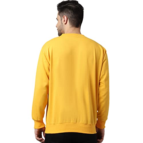 Image of BZR-Men's Fleece Round Neck Regular Sweatshirt (Sw Rrn Black 01-L Black L)(1903)