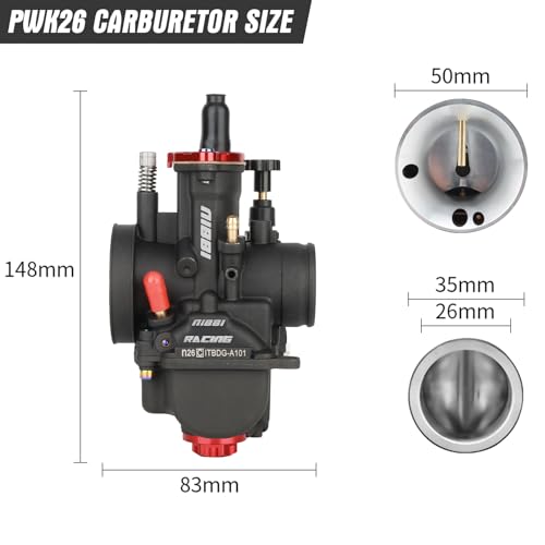 Image of NIBBI PWK 26mm Carburetor with Three Main Jets and One Pilot Jet of Performance Racing Carburetor for Replace Keihin or mikuni Carburetors