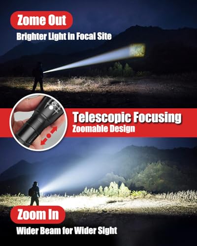 Victoper LED Flashlight 2 Pack, Bright Tactical Torch High Lumens with 5 Modes, Waterproof Zoomable Flash Light, Christmas Stocking Stuffers Gifts for Men, Hunting Camping Essentials Gear