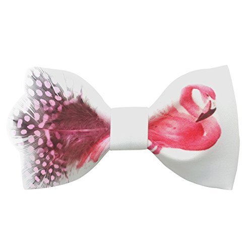 Fliege aus 100 % Satin-Seide, handgefertigt, luxuriös, vorgebundene Fliege mit massiven Federn - Pink - Medium Cover