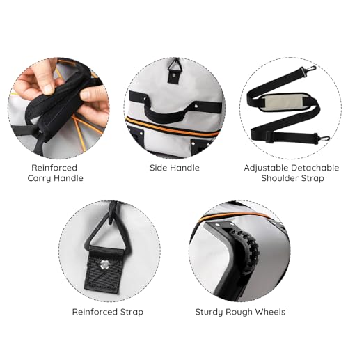 110L/140L Expandable Soft-Sided Foldable Duffle Bag with 2 Rubber Wheels,Packable 32” Rolling Carry-On with Multi-Pockets & Compartments,Grey3