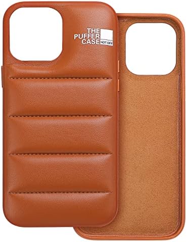 Hot Off for Nappa Leather iphone 13Promax 14 14Plus 14Pro 14Promax, Puffer Phone Case Puffy iPhone Cover [Full Body Protection] [Non-Slip] Soft and Warm Phone Cover, Brown for iPhone 13 PRO MAX