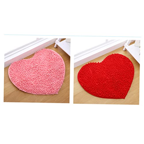 Felpudo de corazón rojo TOPPERFUN tapete de entrada absorbente y lavable para boda 5