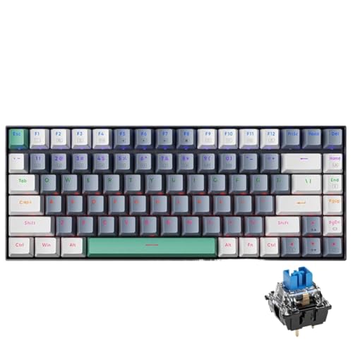 ���J�j�J���L�[�{�[�h TKL 84 RGB �o�b�N���C�g�L�� Machenike K500-B84 PC ���b�v�g�b�v PBT Doubleshot �L�[�L���b�v�ƌ݊�������(Grey Blue switch)