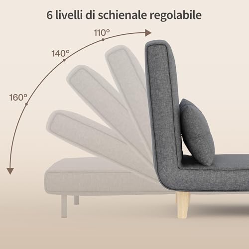 Bealife Relaxsessel, Klappbarer Schlafsessel, Fernsehsessel Relaxsessel mit Liegefunktion, Liegesessel fürs Wohnzimmer, Schlafzimmer,Dunkelgrau – Bild 4