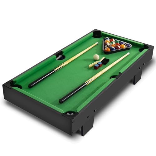 36 inch Mini Pool Table, Portable Pool Arcade Game Table for Living Room, Equipped with Cue Sticks, Chalk, Brush and Tripod, Perfect for Home Entertainment