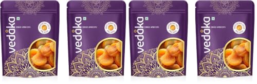 Image of Amazon Brand - Vedaka Turkish Dried Apricots 1Kg | Jumbo Size Seedless Khumani | Juicy And Tangy Dehydrated Fruit | Pack Of 4, Each 500G