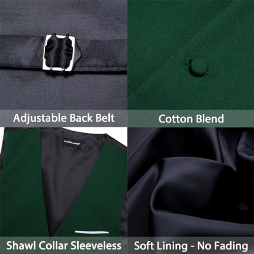 Image of Barry.Wang Mens Suit Vest Bow Tie Set 4PCS Formal V-neck Slim Fit Casual Solid Color Waistcoat Wedding Party Tuxedo