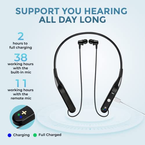 Rechargeable Hearing Amplifier And Aids For Tv Watching, Wireless Neckband Headphones Sound Amplifiers For Seniors Adults, Hearing Device Assist Conversation Enhancing Noise Cancelling #TOP2