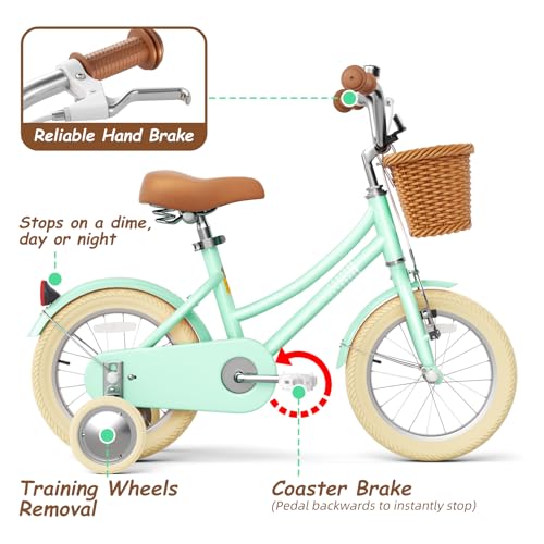 Image of 67i Girls Bike with Training Wheels 12 /14 /16 /20 Inch, Toddler Girl Bicycle for Ages 3-12, Bicicleta para Ninas with Basket, Bell, Adjustable Seat & Handlebar, Padded Seat, Chain Guard