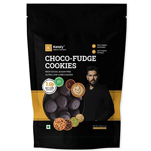 BBRATS Ketofy- Choco Fudge Cookies (200g) | 1.6g Net Carbs Per Serving | Ultra Low-Carb Chocolate Cookies | Sugarfree Healthy Snacks | Made Using Superfood Ingredients | Diet Snacks in Amazon Pantry | Keto Snacks