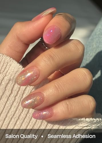 Image of ohora Semi Cured Gel Nail Strips (N Rainbow Bomb) - Rainbow, Ombre, Works with Any UV /LED Lamps, Salon-Quality, Long Lasting, Easy to Apply & Remove - Includes 2 Prep Pads, Nail File & Wooden Stick