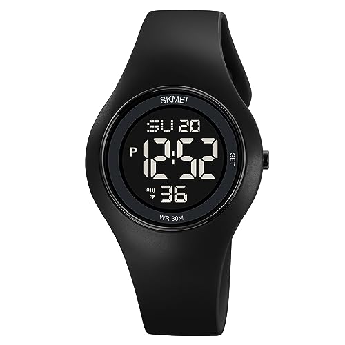 Cakcity 2026-ALL BLACK Digital Wristwatch For Women Unisex Waterproof Sports Stainless Steel Watches Outdoor Rubber Strap Multifunction Wristwatch cover