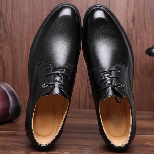 Men's Business Dress Oxford Shoes Classic Leather Round Toe Lace-Up Low Thick Heel Non-Slip Work Casual Work Shoes Wedding Formal Shoes3