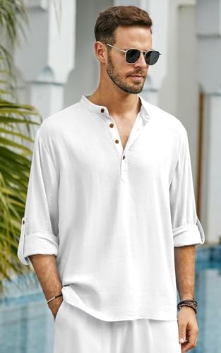 Image of Men's Solid Cotton Blend Regular Fit Mandarin /Chinese Collor Short Kurta for Men