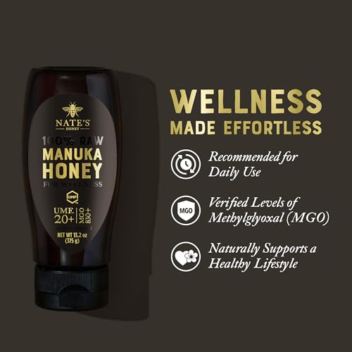 Image of Nate's Pure Manuka Honey, Gold Edition - 13.2 oz Squeeze Bottle | Sourced & Packed in New Zealand - MGO 830+ UMF Certified 20+