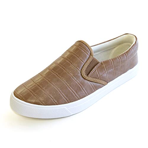 [アミアミ] スリッポン スニーカー 累計14万6000足突破 カジュアル レディース シューズ シンプル FKL004 (22.5cm, ベージュ(クロコ))