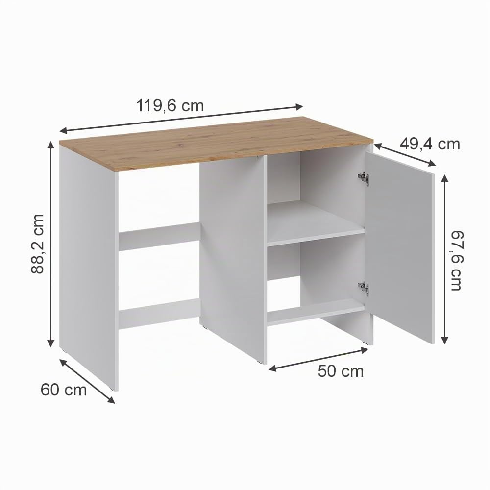 Vicco Armario para Lavadora Viktor Blanco/Roble Artesanal 119.6x88.2 cm | con 1 puerta, para almacenamiento que ahorra espacio sobre lavadoras