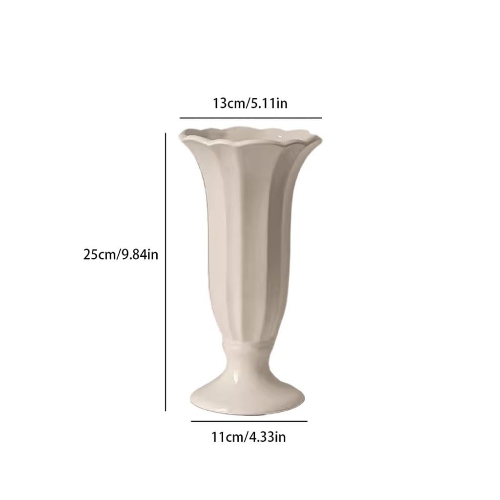 Vaso Vaso Giglio in ceramica bianca composizione floreale ornamento crema arte europea porcellana bianca Vaso In Ceramica(Black)
