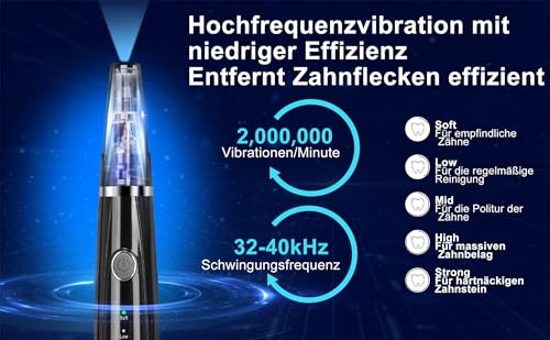 Zahnreinigung Set, HOFENY Zahnstein-Entfernen mensch mit 5 Modi für Zahnstein- und Fleckenentfernung, mit LED Licht für Zahnreinigung