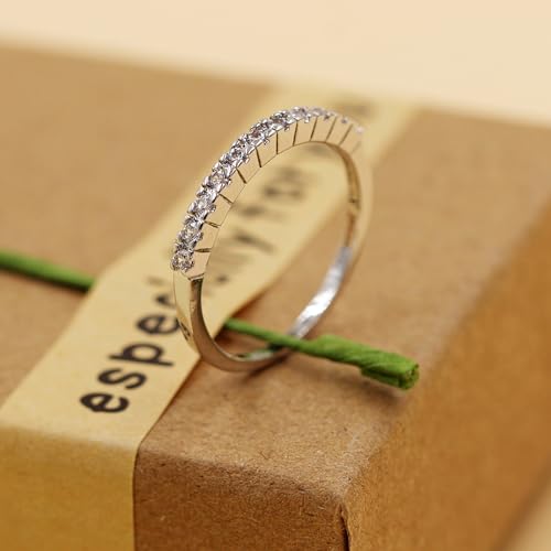 Platinum Plated/Rose Gold Plated Half Eternity Band Ring 2mm White/Purple/Red Zircon Stackable Wedding Engagement Ring for Women’s Birthday Anniversary3