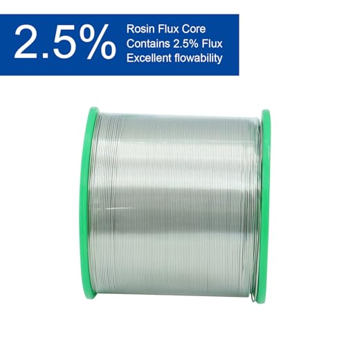 Image of Lead Free Solder Wire 0.5mm Fine Electronic Solder Wire 0.02inch, Tiny Leadfree Solder Wire 1 Pound, Thin Gauge Solder Wire, No Lead Rosin Flux Core flow Alloy Soldering Sn99 Ag0.3 Cu0.7