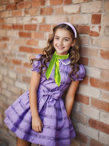 Solid Purple Headband and Fashion Green Scarf for Women Girl3