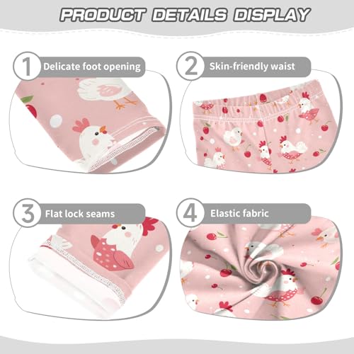 Cute Chicken with Cherry Girls Leggings Athletic Pants Tights Stretch Bottom3