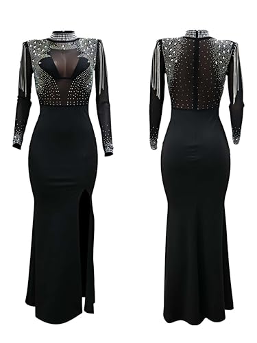 Image of Figdaw High Slit Sexy Evening Gowns Long Prom Dress for Women Formal Elegant