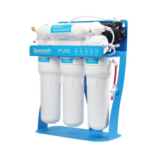 Umkehrosmoseanlage Pure Aquacalcium, Wasserfilter mit Mineralisierung (Zugabe von Calcium), Trinkwasserfiltersystem mit Untertisch Anschluss