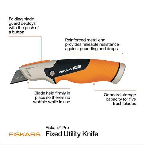 Fiskars 770010-1001 Pro Utility Knife, Fixed, Orange/Black