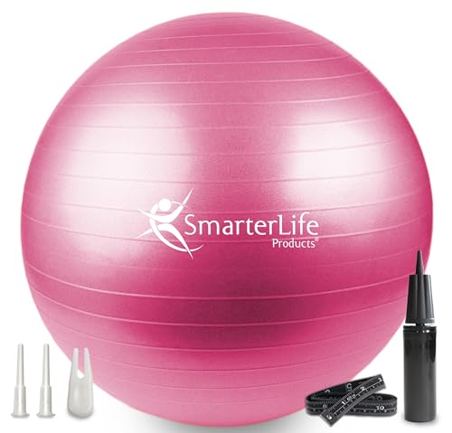 Image of SmarterLife Exercise Ball Yoga Ball for Fitness, Balance, Stability, or Pregnancy, Gym Ball for Core Workout, Physical Therapy, Yoga Ball Chair for Office, Anti-Slip Anti-Burst