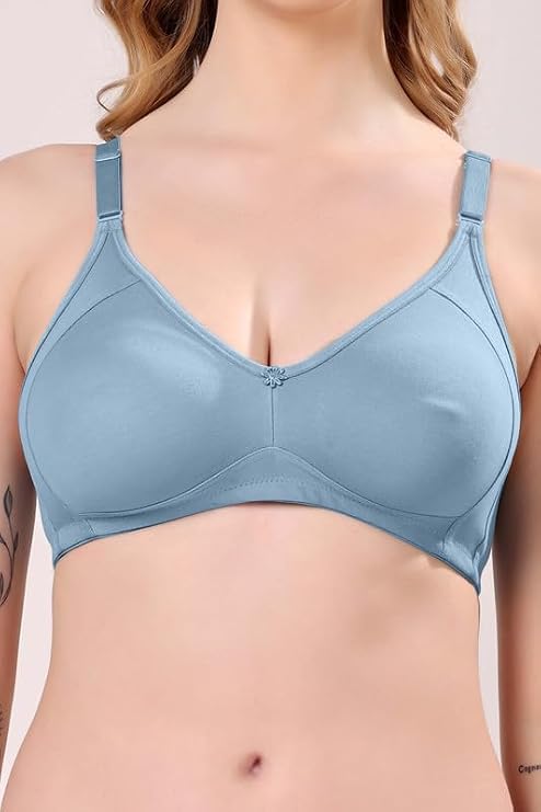 Image of London Hills Regular Bra for Women Everyday Non Padded Wire Free Full Coverage Cotton Blend