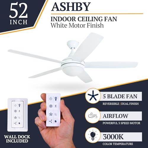 image for Prominence Home Ashby Modern 52 Inch Ceiling Fan with Light, LED Fan w