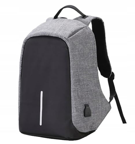 Retoo Sac à dos antivol avec port de chargement USB, imperméable, compartiment pour ordinateur portable, pour homme et femme, Noir/Gris, 43 x 32 x 11 cm