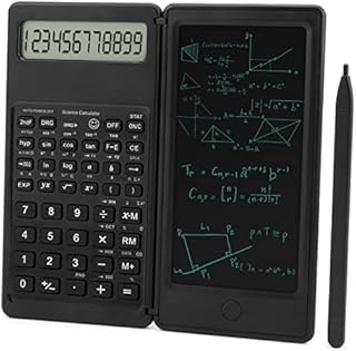 Calculator, zootop Ultra-thin Scientific Calculator with Erasable Writing Board, 12-Digit LCD Mathematical Physics/Geometry/Calculator for Office Calculating, High School & College (Black)