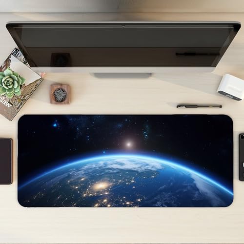 Image of Earth Combo XL Extended Gaming Mouse Pad | XXL Large Desk Mat 60x30cm for Laptop & PC | Non-Slip Rubber Base, Waterproof, Durable & Smooth Surface | Office, Gaming & Study, asthetic