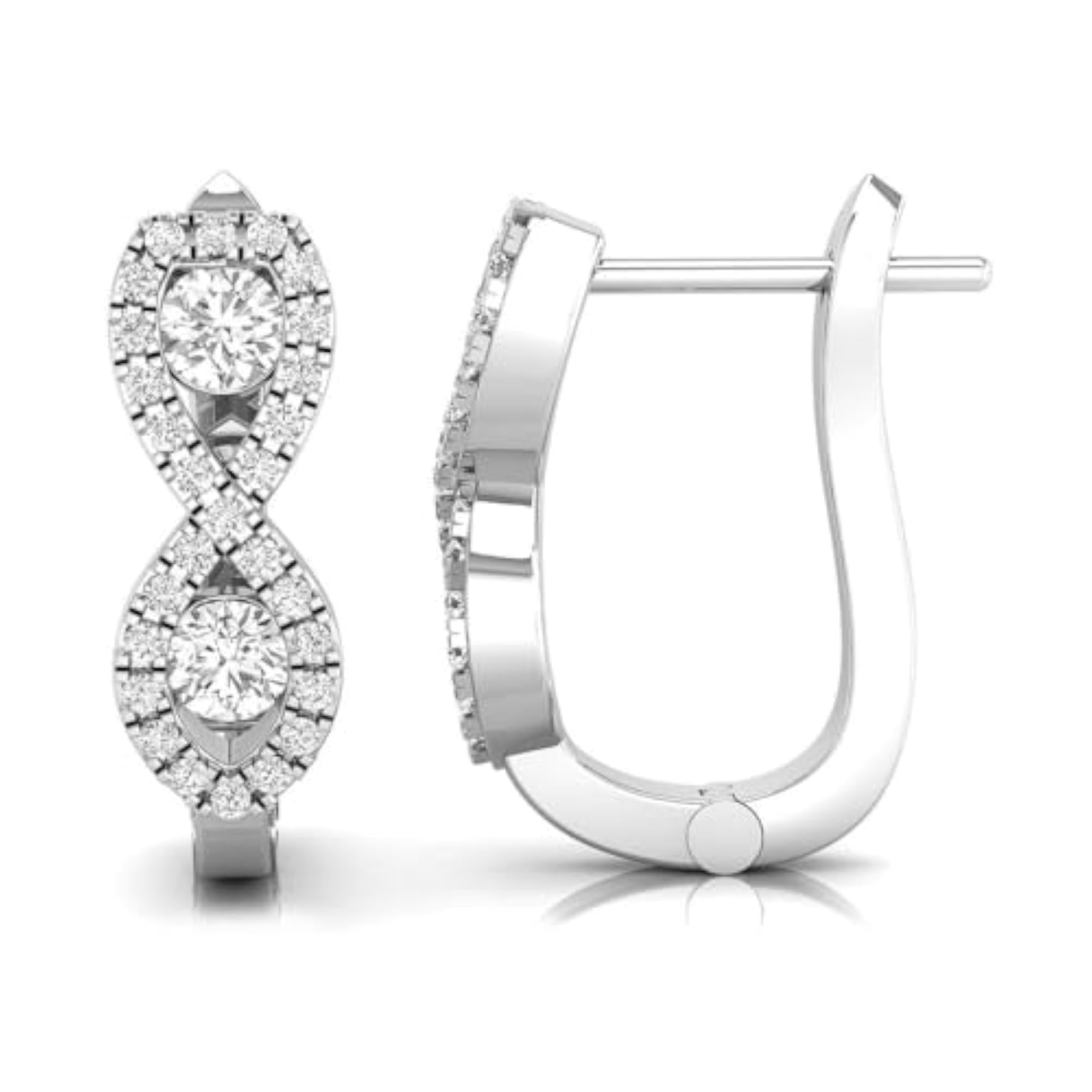 Women's 925 Sterling Silver Infinity Hoop Earrings, Premium CZ