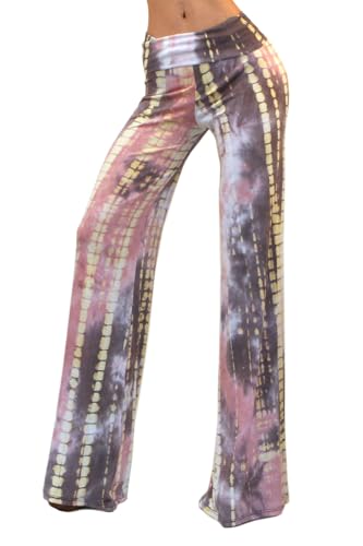 Vivicastle Women's USA Fold Over High Waist Wide Leg Long Palazzo Pants4