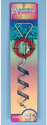 Spiral Stake and Puppy Weight Tie Out Cable Combo
