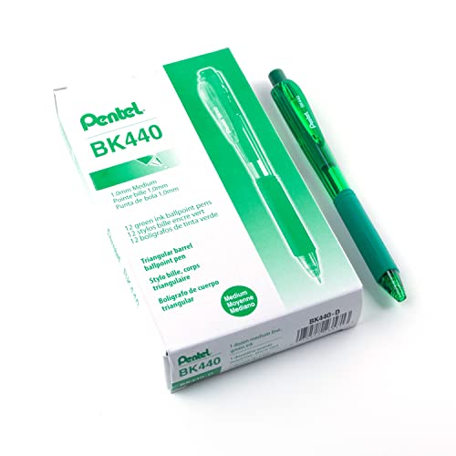 Pentel Wow! Retractable Ballpoint Pens, Medium Line, Green Ink, Box Of 12 (Bk440-D) #TOP4