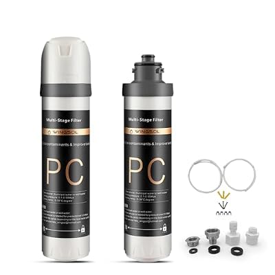 WINGSOL WINGSOL Under Sink Water Filter, Anti-Clogged Water Filter for Sink Faucet Reduces Chlorine, Heavy Metals, Sediment, Bad Taste, NSF/ANSI 42 & 53, 8K, 2 Filter Cartridges Included