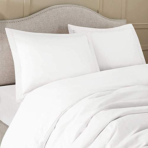 LUXURIOUS BEDDING UK Single Size 800 Thread Count Egyptian Cotton 25" Inch Deep Pocket Zipper Closure 3 PC Duvet Cover Set with Fitted Sheet White Solid โ image 1