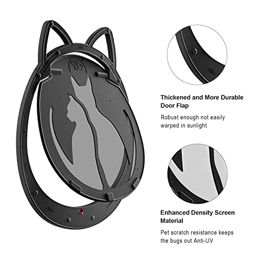 Hidrosil Cat Door For Screen Door, Inside Openning 10X10X0.5 Inch, Patent Desigh Pet Screen Door With Lockable Magnetic Flap For Doggy And Cat Door, Suitable 0-32Lb Cats And Small Dogs, Black #TOP3