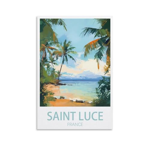Poster de voyage vintage Martinique Sainte Luce France - 30 x 45 cm - Affiches sur toile pour décoration d'intérieur : salon