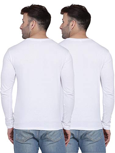 Image of Self Design Men Full Sleeve Round Neck Multicolor T-Shirt (Pack of 2)