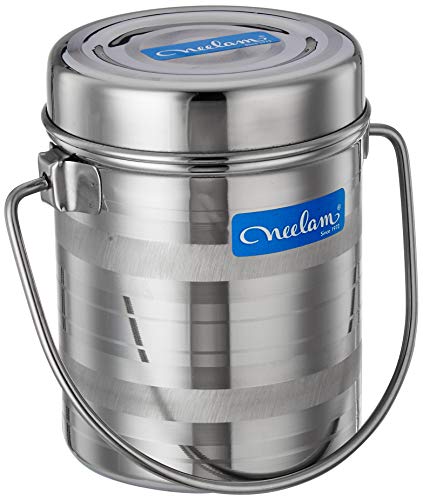Image of Neelam Stainless Steel 11, 22 Gauge Diamond Milk Pot, 1400 ml, Stainless Steel Storage Can Useable As Steel Dabba, Milk, ghee, Oil Storage, Etc. Heavy Jointless Body, Induction Compatible, Silver