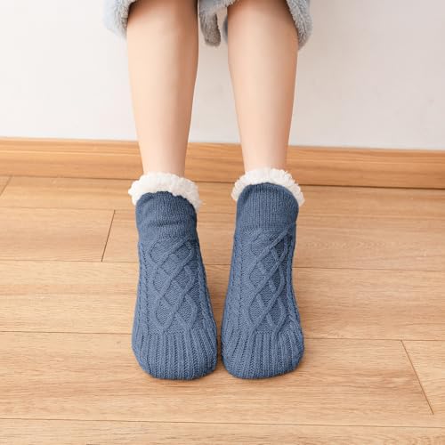 Image of Fluffy Fuzzy Warm Slipper Socks for Women Men Thick Fleece Lined Non-Slip Socks Indoor Floor ChristmasGiftsfor women Winter super Soft Warm Cozy Grip Socks